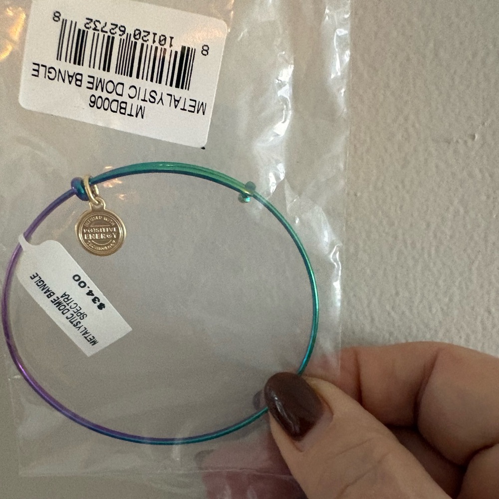 Teal & Purple Iridescent Expandable Bangle Bracelet